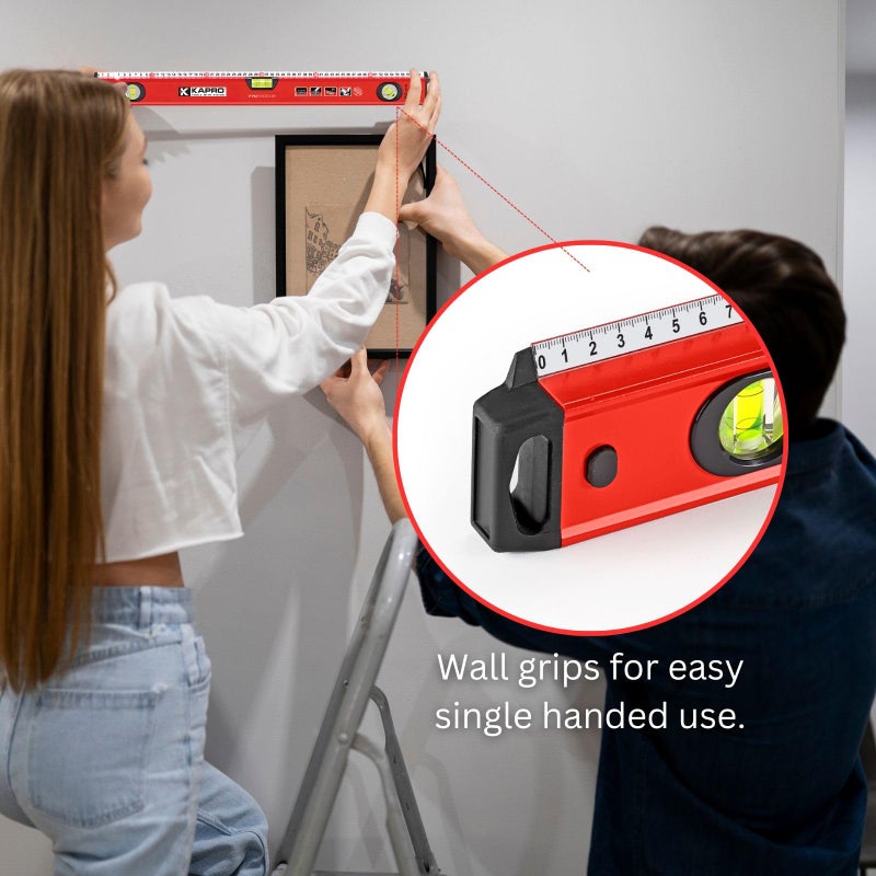 Kapro - 770 Exodus Professional Box Level - 32" - With 45Â° Vial & Ruler - For Leveling, Measuring, Marking, and Cutting - Features 3 Vials, Precise Straightedge, and Wall-Grip - Image 3